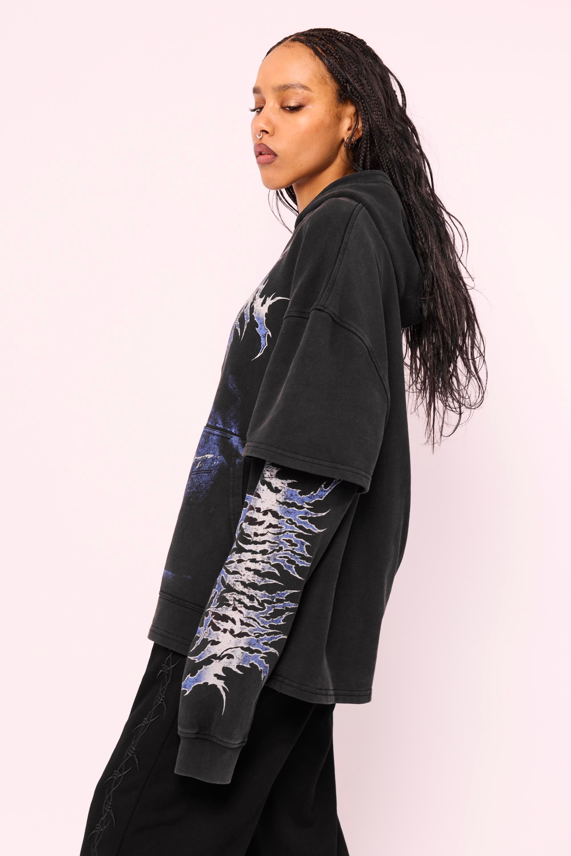 Descent Oversized Layered Pullover Hoodie