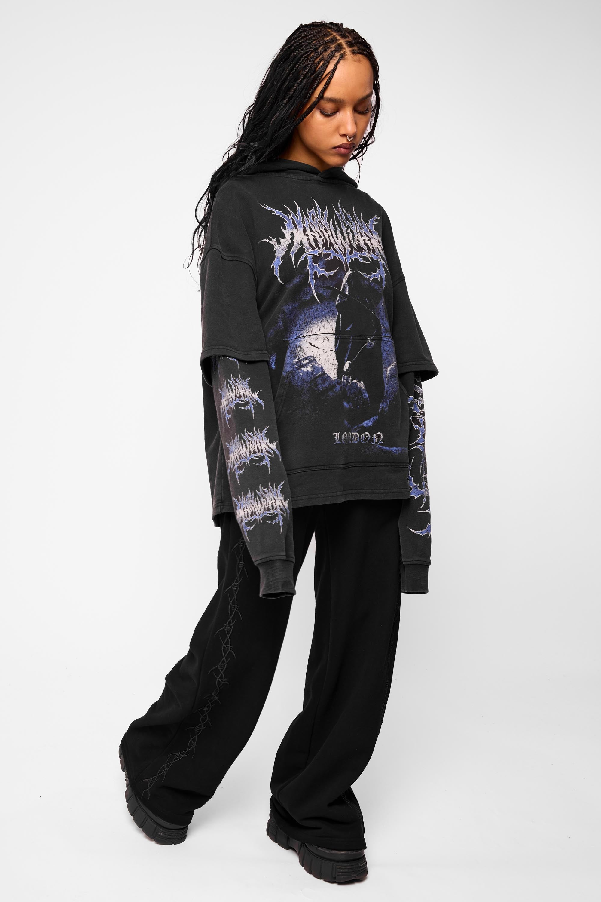 Descent Oversized Layered Pullover Hoodie