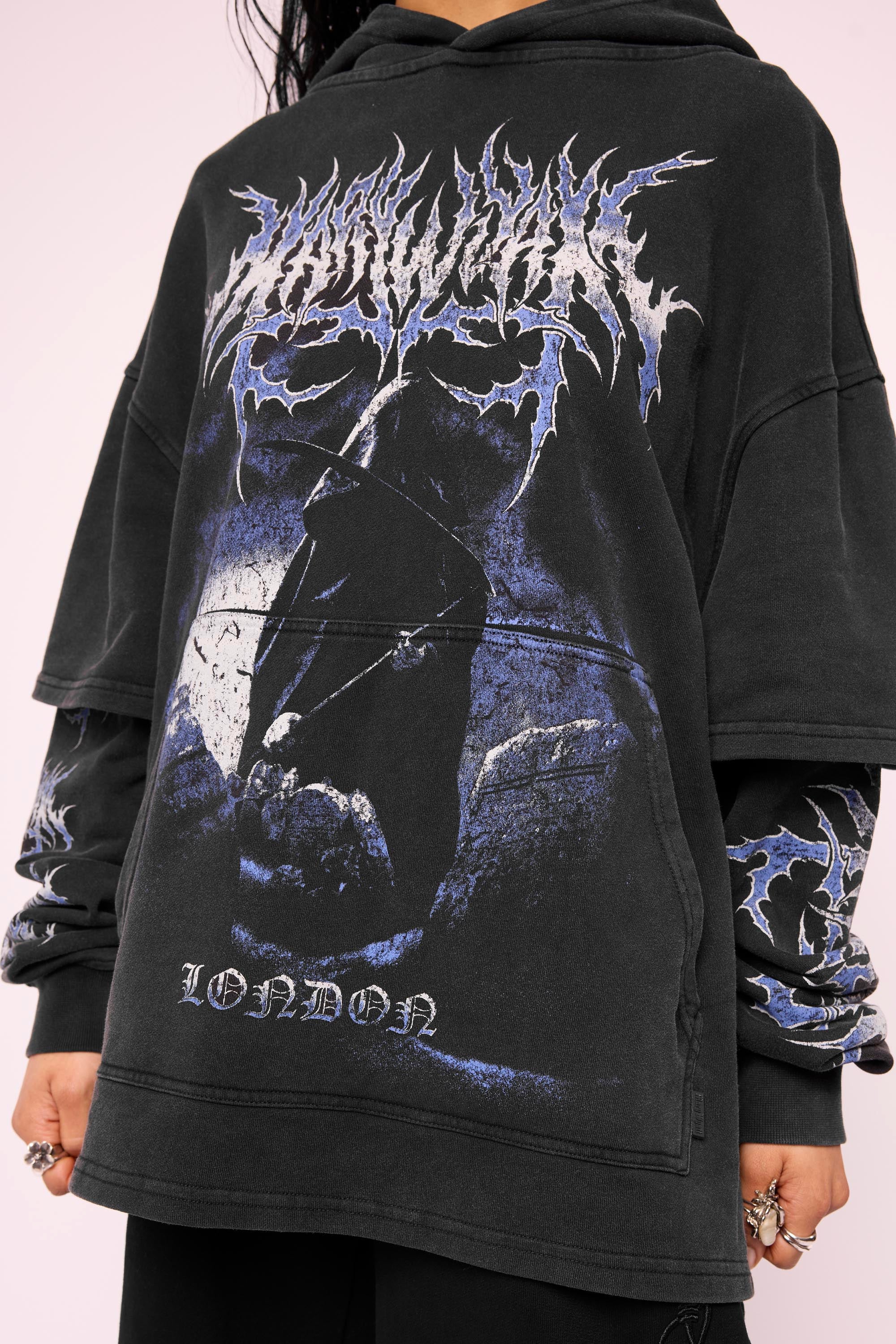 Descent Oversized Layered Pullover Hoodie