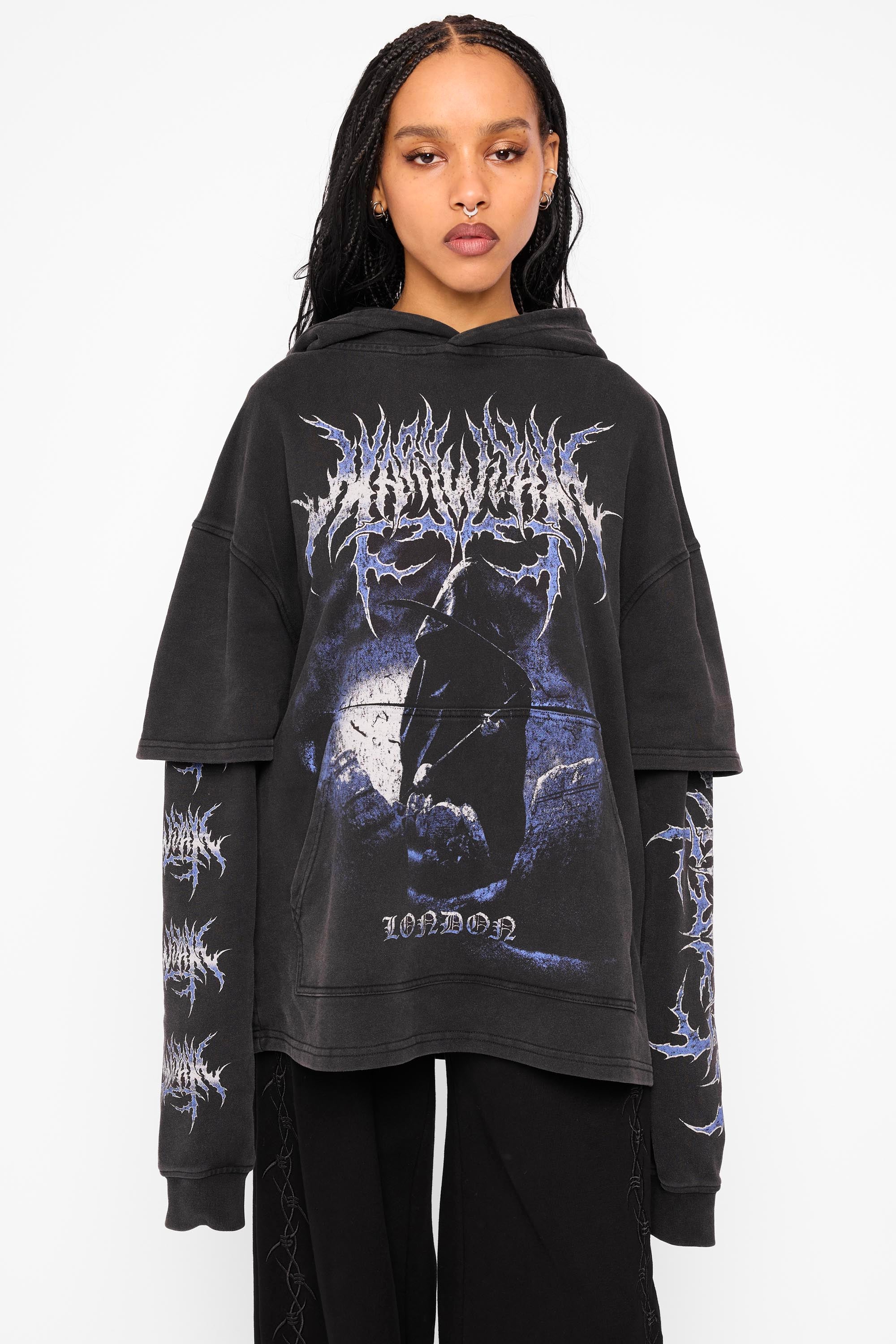 Descent Oversized Layered Pullover Hoodie