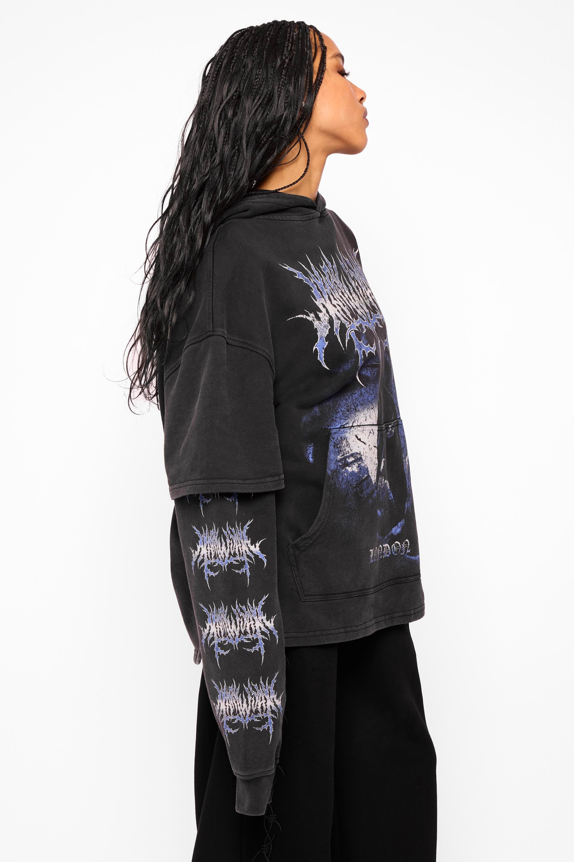 Descent Oversized Layered Pullover Hoodie