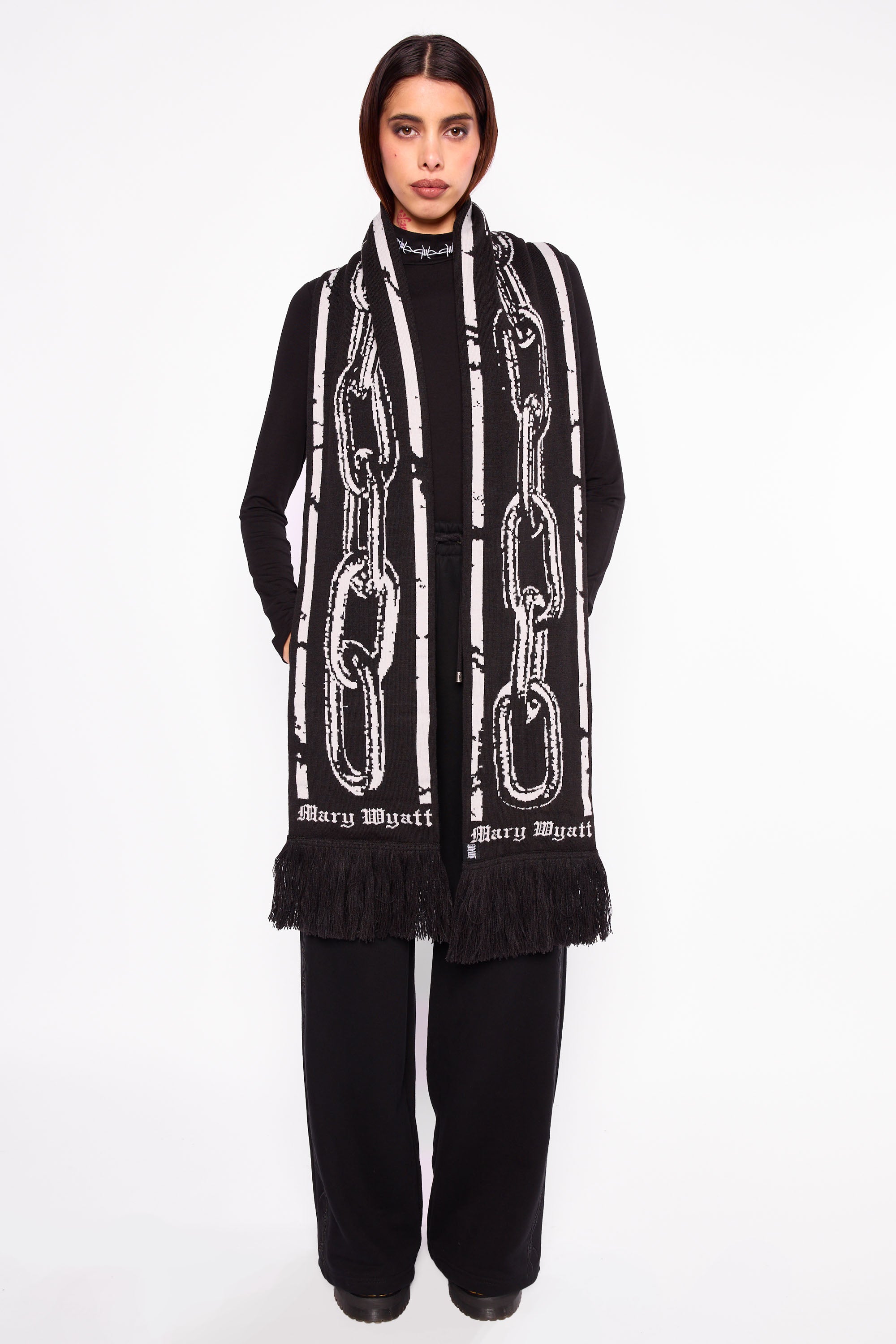 Mary Wyatt Layne Scarf with Chain Link Print